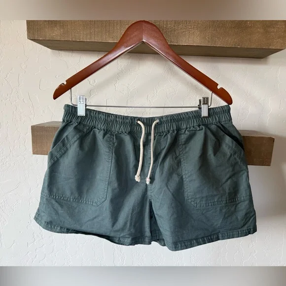 Pact|Women’s casual stretch waist shorts in organic cotton,deep teal color•Large - Picture 4 of 12